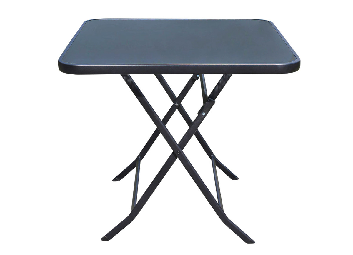 Bild 2 von Balkontisch mit Glasplatte 70x70x70cm Schwarz