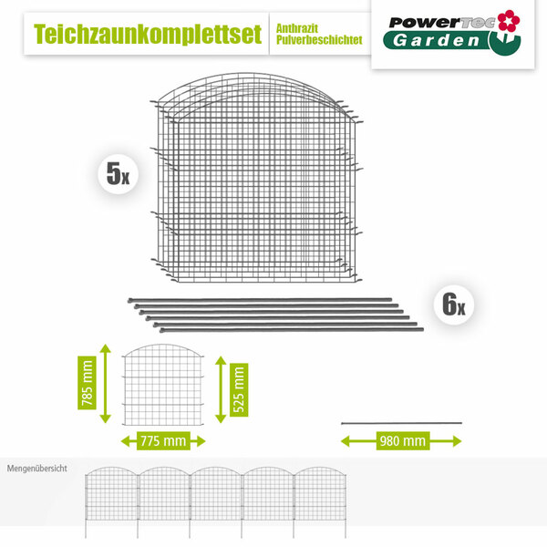 Bild 3 von Powertec Garden Teichzaun Oberbogen, Anthrazit