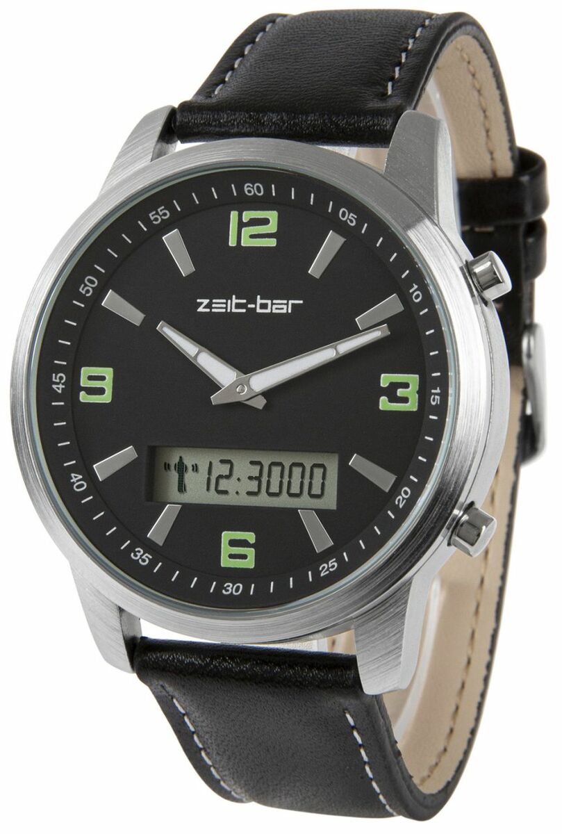 Bild 1 von Zeit-Bar Funk-Armbanduhr mit Datums- und Wochentagsanzeige, Stoppuhr, Leuchtzeiger