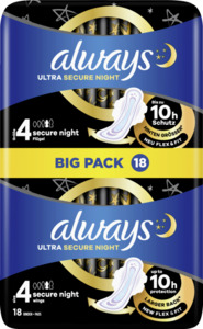 Always Ultra Secure Night Binden mit Flügeln Big Pack