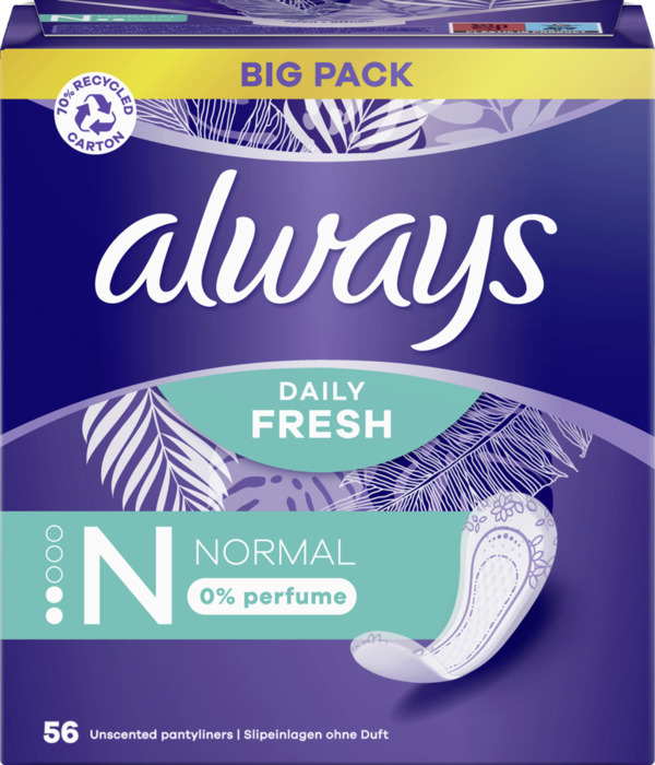 Bild 1 von Always Daily Fresh Slipeinlagen Normal ohne Duft Big Pack