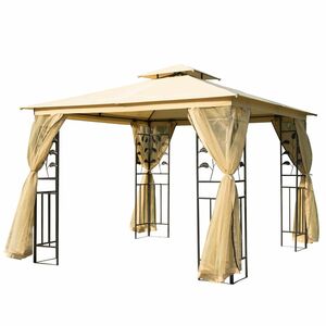 Outsunny Luxus Pavillon Gartenpavillon Partyzelt Festzelt Gartenzelt Pagode 3x3 m