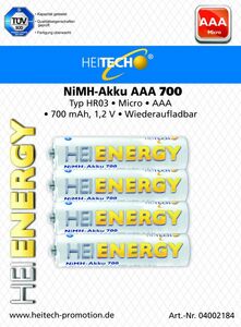 Heitech NIMH-Akku / Micro AAA, 700 mAh