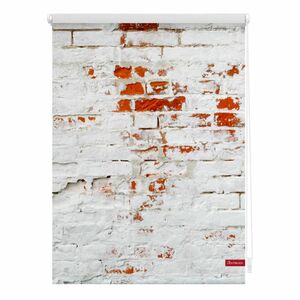 Lichtblick Rollo Klemmfix, ohne Bohren, blickdicht, Mauer - Weiß Rot, 45 x 150 cm (B x L)