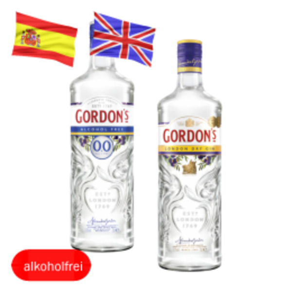 Bild 1 von Gordons London Dry Gin, Pink,  Sicilian Lemon Gin, Gordons 0,0 alkoholfrei oder Larios 12 Gin