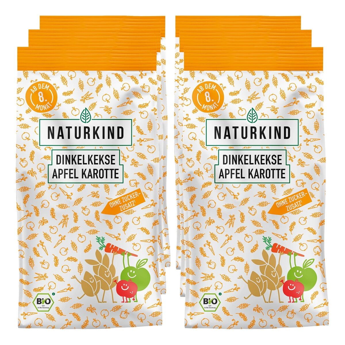 Bild 1 von Naturkind Bio Dinkel Apfel Karotten Keks 125 g, 6er Pack