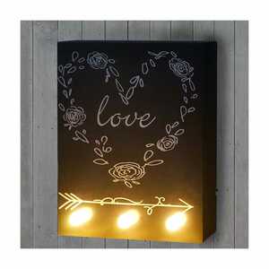LED-Bulb Bild Wandbild, Leuchtbild 25x20cm, Love