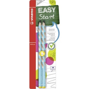 EASYgraph - Start - Dreikant-Bleistift f&uuml;r Linksh&auml;nder - blau - 2 St&uuml;ck
