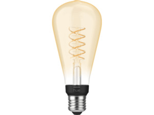 PHILIPS Hue White E27 Filament LED Lampe, ST72, 550 Lumen, dimmbar Leuchtmittel 2100 Kelvin