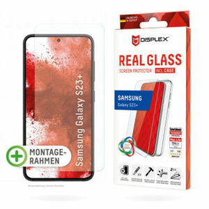 DISPLEX Panzerglas (10H) + Schutzhülle für Samsung S22+/S23+, Schutzhülle, Eco-Montagerahmen, kratzer-resistente Glasschutzfolie