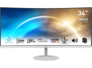 MSI PRO MP341CQWDE Curved 34 Zoll UWQHD Monitor (1 ms Reaktionszeit, 100 Hz)