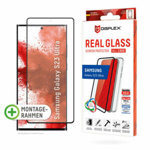 DISPLEX Panzerglas (10H) + Schutzhülle für Samsung S23 Ultra, Schutzhülle, Eco-Montagerahmen, kratzer-resistente Glasschutzfolie
