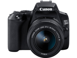 CANON EOS 250D Kit Spiegelreflexkamera, 24,1 Megapixel, 18-55 mm Objektiv (EF-S, DC), Touchscreen Display, WLAN, Schwarz