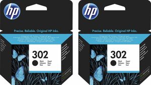 HP 302, F6U66AE Tintenpatrone (Set, 2-tlg., original Druckerpatrone 302 schwarz / Instant Ink)