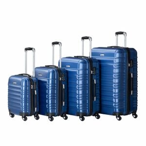 Juskys Hartschale Kofferset Rom Reisekoffer 4 teilig - Zahlenschloss, 360° Rollen - Blau