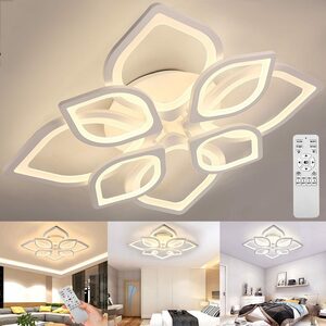 oyajia Deckenleuchte 80W LED Deckenlampe aus Metall, in Blumenförmiges Design, Dimmbar, Wohnzimmer Moderne LED Deckenlampe, Schlafzimmer Wohnzimmer Flur Licht