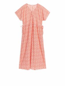 Arket Geblümtes Kleid aus Lyocell-Mix Orange/Cremeweiß, Alltagskleider in Größe 36. Farbe: Orange/off white