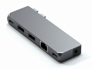 Satechi Pro Hub Mini, USB-4/USB-A/C/Ethernet/Klinke, spacegrau