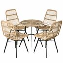 Bild 1 von Outsunny 5-tlg. Polyrattan Gartenmöbel Set Essgruppe Esstisch mit 4 Stühlen Gartensitzgruppe mit Bei