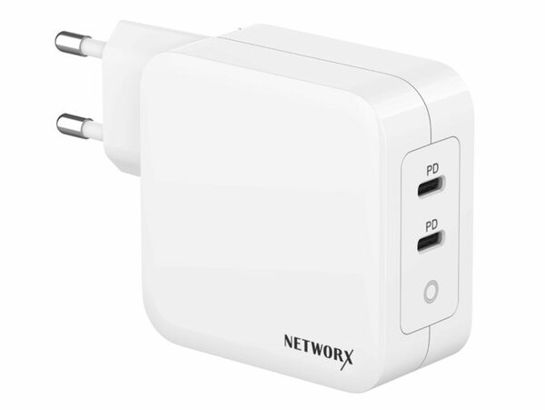 Bild 1 von Networx USB-C Dual Netzteil, für MacBook Pro 16", USB-C 100 W/USB-C 45 W, weiß