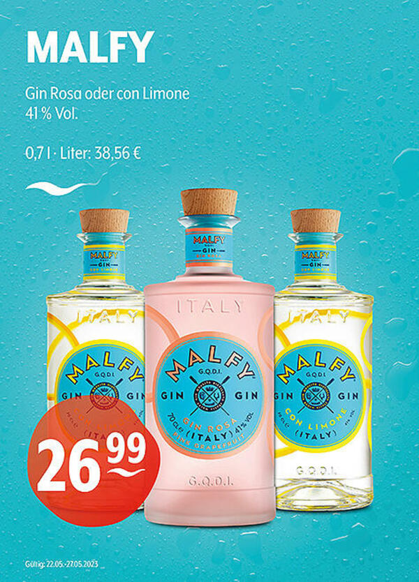 Bild 1 von MALFY Gin Rosa oder con Limone
41 % Vol.