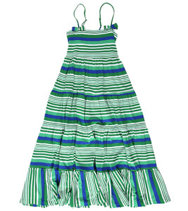 KANZ Sommer-Kleid schönes Kinder Spaghetti-Träger Kleid gestreift Grün gestreift