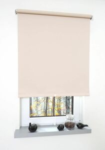 Bella Casa Rollo, Mittelzugrollo Uni Verdunkelung, 142 x 180 cm, cream