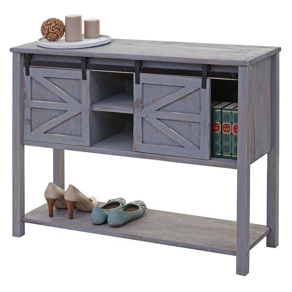 Bild 1 von Kommode MCW-D57, Schiebetürenschrank Sideboard Schrank, Shabby-Look Vintage 81x102x34cm ~ dunkelgrau