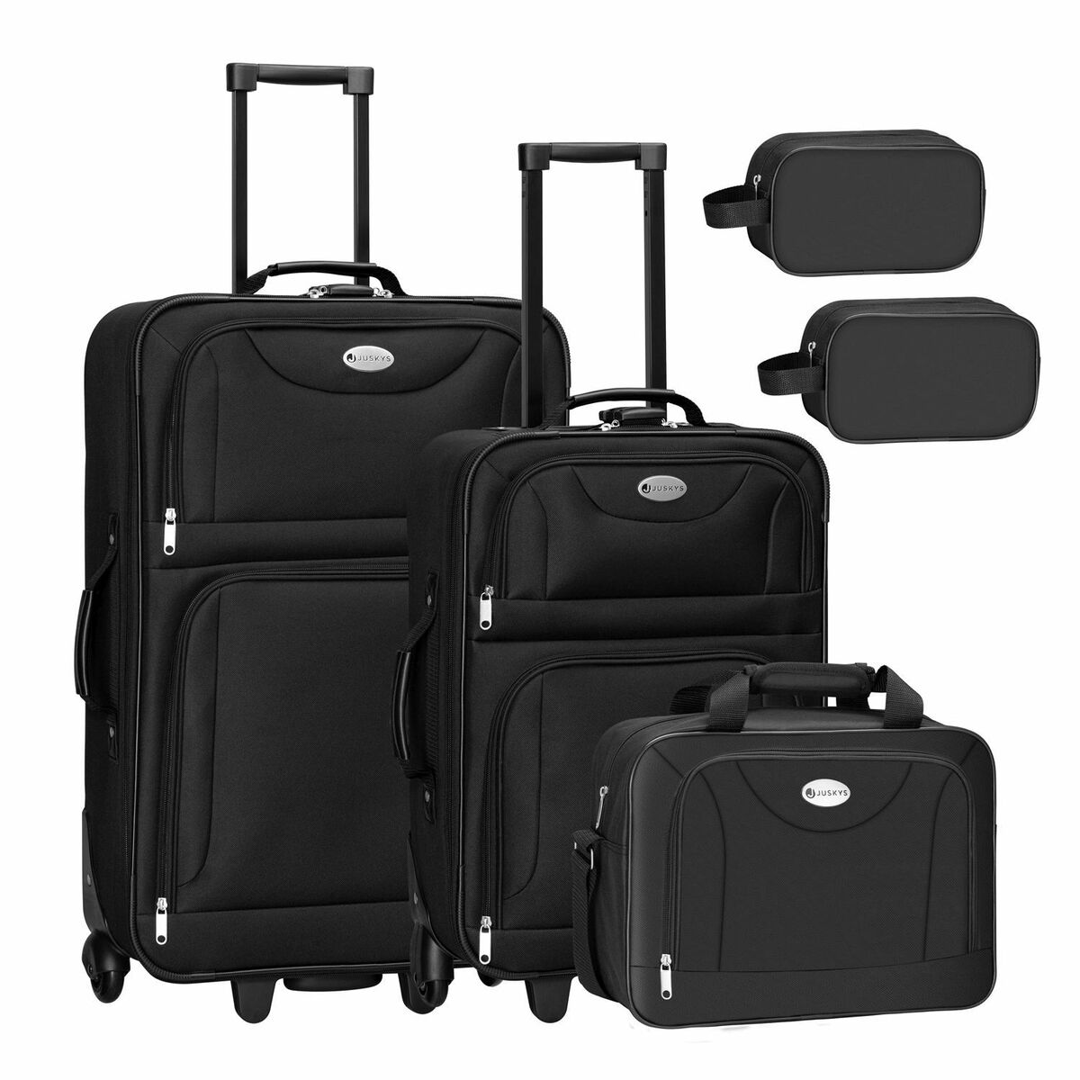Bild 1 von Juskys Trolley Reisekoffer Set Athen 5 teilig - 60 L, 2 Rollen, Weichschale, Handgepäck, Schwarz