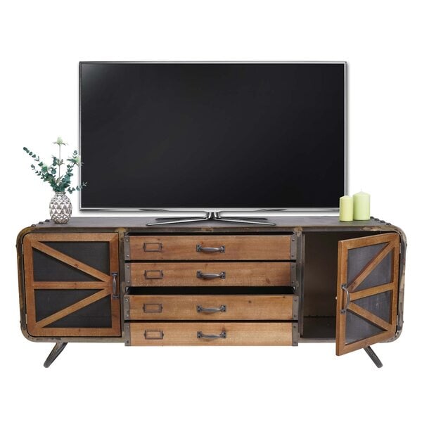 Bild 1 von TV-Rack MCW-F91, Fernsehtisch Lowboard Kommode, Industrial Tanne Holz Metall 55x139x41cm, braun-schwarz