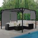 Bild 1 von Pergola Beja, Garten Pavillon Terrassenüberdachung, stabiles 6cm-Stahl-Gestell + Schiebedach grau ~ 4x3m