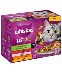 Whiskas® Nassfutter für Katzen Multipack Tasty Mix Chef's Choice in Sauce, Adult, 12 x 85 g