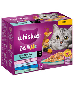 Whiskas® Nassfutter für Katzen Multipack Tasty Mix Catch of the day in Sauce, Adult, 12 x 85 g