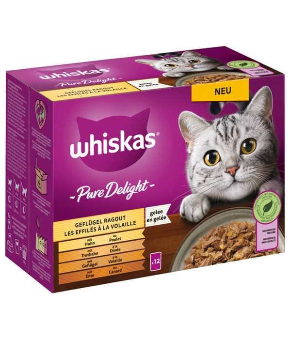 Bild 1 von Whiskas® Nassfutter für Katzen Multipack Pure Delight Ragout in Gelee, Adult, 12 x 85 g