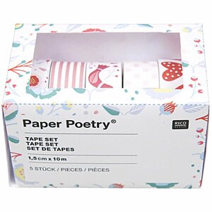 Paper Poetry Tape Set rot 1,5cm 10m 5 Stück