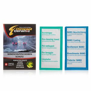 CERACOAT™ Ceramic-Schutz für Fahrzeugscheiben 1 Reinigertuch & 1 Pflegetuch
