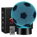 Bild 1 von Linkax 3D Kinder Nachtlicht Fußball Optische Täuschung Lampe Schreibtischlampe Tischlampe 16 Farbfernbedienung Fußball Geschenke für Jungs Fussbal Kinder Geschenk