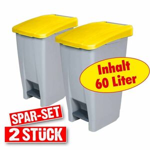 BRB Tret-Abfallbehälter, gelb Spar-Set (2x 60 Liter)