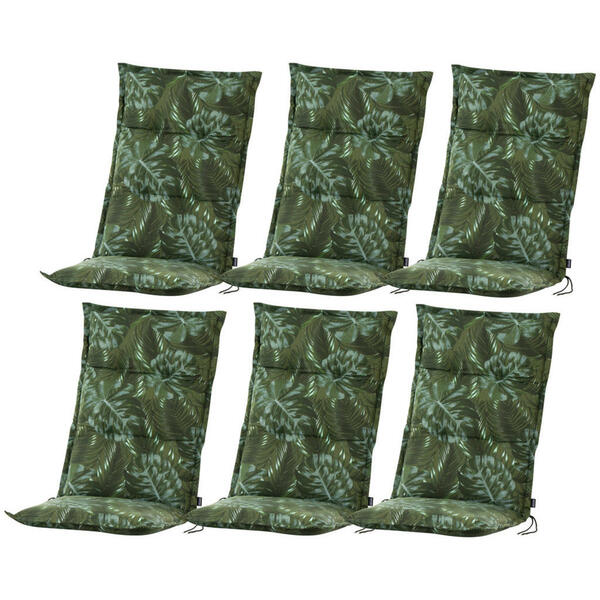 Bild 1 von Gardamo Auflagen-Set Mirage Monstera grün Polyester-Mischgewebe B/H/L: ca. 48x7x120 cm 6 tlg.