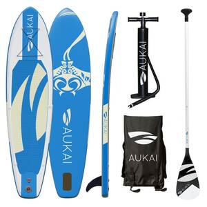 Aukai® Stand Up Paddle Board 320cm SUP Surfboard aufblasbar + Paddel Surfbrett Paddling Paddelboard – in verschiedenen Designs und Farben, blau