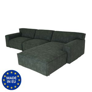 Ecksofa MCW-J59, Couch Sofa mit Ottomane rechts, Made in EU, wasserabweisend ~ Kunstleder grau