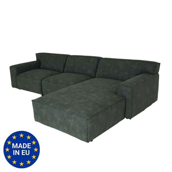 Bild 1 von Ecksofa MCW-J59, Couch Sofa mit Ottomane rechts, Made in EU, wasserabweisend ~ Kunstleder grau