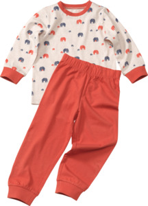 ALANA Kinder Schlafanzug, Gr. 92, aus Bio-Baumwolle, beige, rot