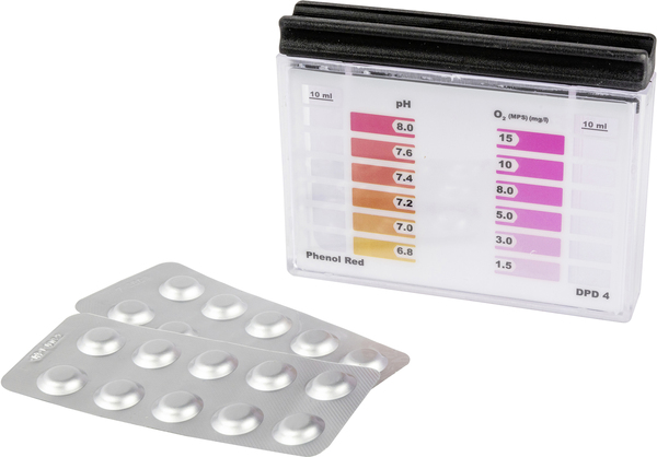 Bild 1 von Steinbach O2-pH Testgerät inkl.10 Stk. Tabletten DPD4 + Phenol-Red