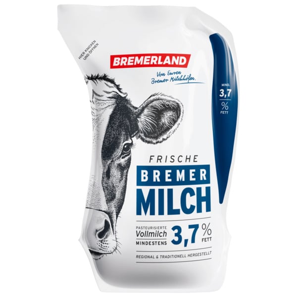 Bild 1 von Bremerland Frische Bremer Milch 3,7% 1l