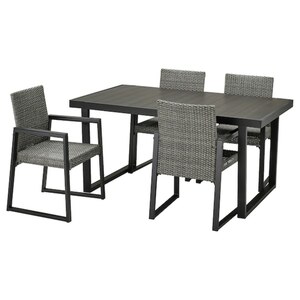 VÄRMANSÖ  Tisch+4 Stühle/außen, dunkelgrau/dunkelgrau