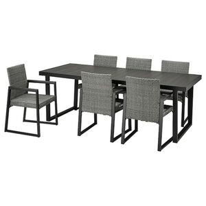 VÄRMANSÖ  Tisch+6 Stühle/außen, dunkelgrau/dunkelgrau