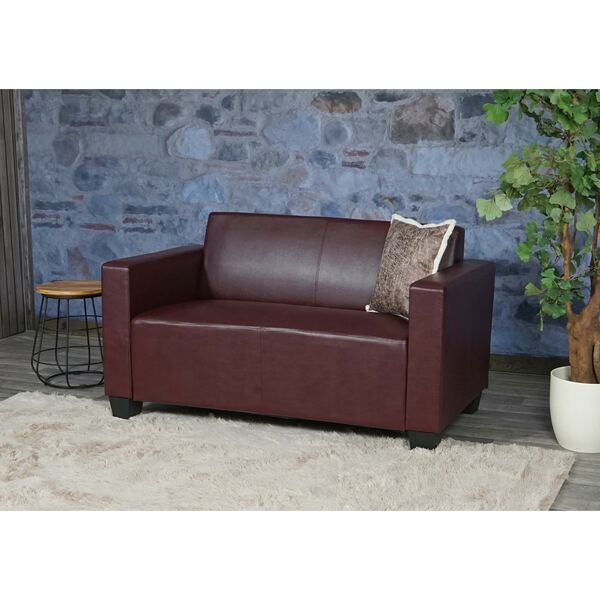 Bild 1 von 2er Sofa Couch Moncalieri Loungesofa Kunstleder ~ rot-braun