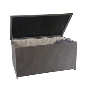 Poly-Rattan Kissenbox MCW-D88, Gartentruhe Auflagenbox Truhe ~ Premium grau, 80x160x94cm 950l