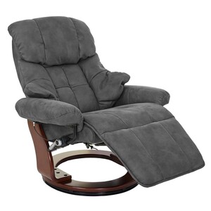 MCA Relaxsessel Windsor 2, Fernsehsessel Sessel, Stoff/Textil 150kg belastbar ~ dunkelgrau, Walnuss-Optik